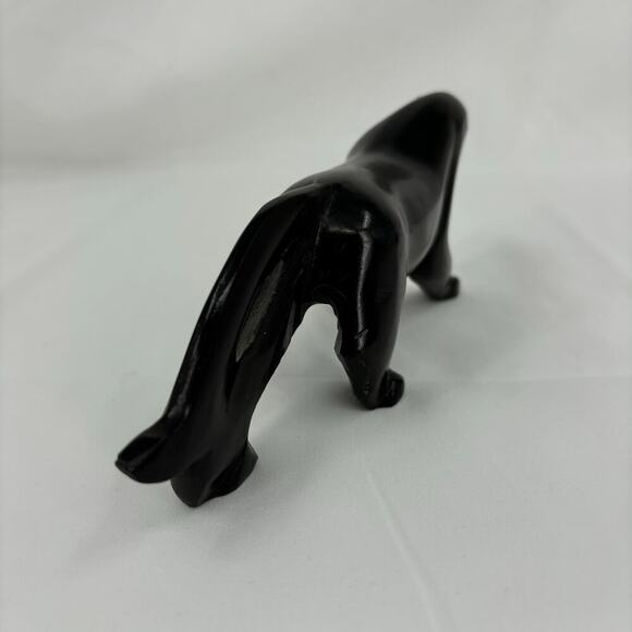 Black Panther Sculpture Hand Carved Glassy Stone MCM Jaguar Figurine 8 Inch - Picture 5 of 8